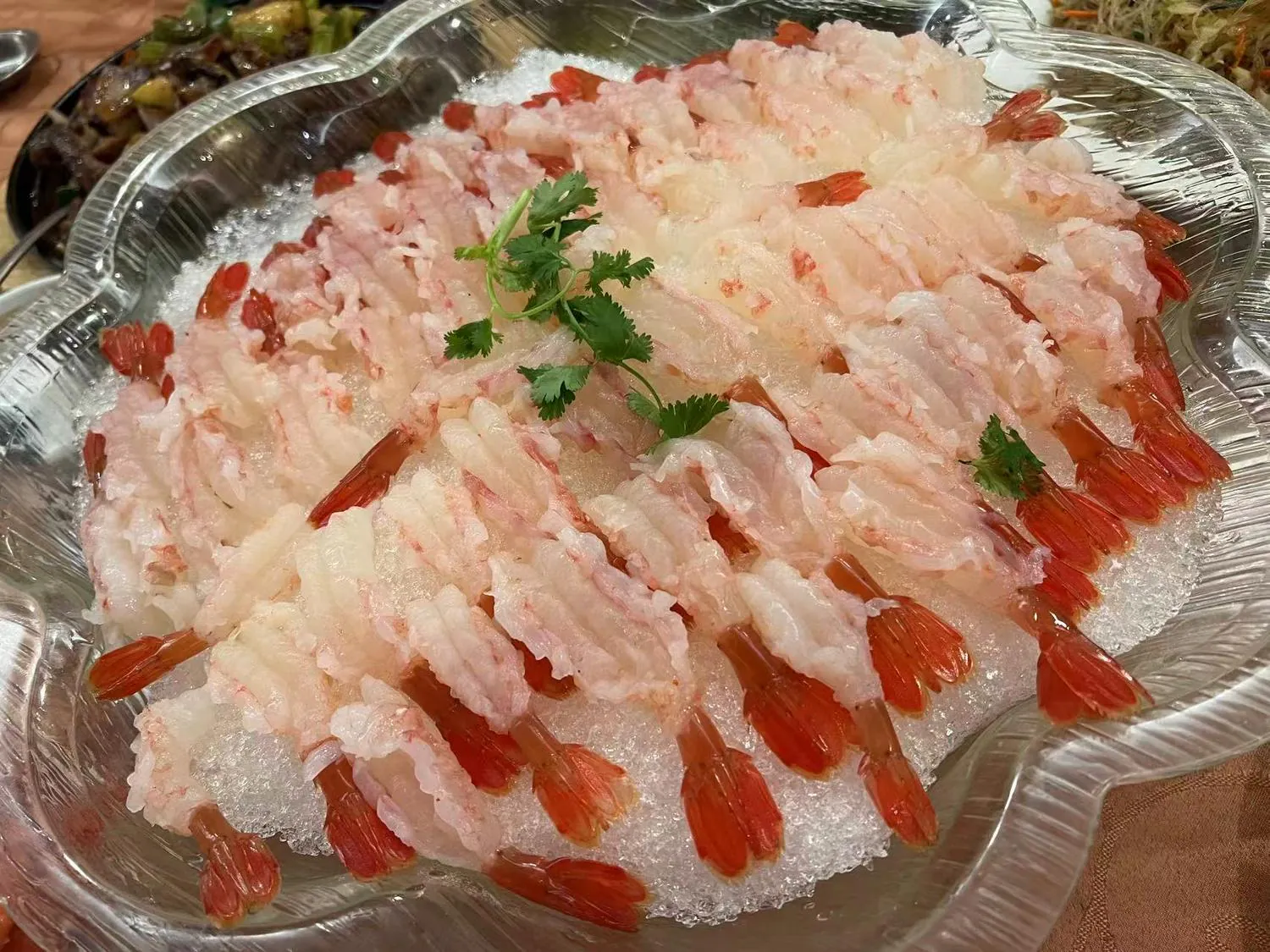 Fresh Shrimp Sashimi on Ice at Gold Garden, Chinese Restaurant in Portland